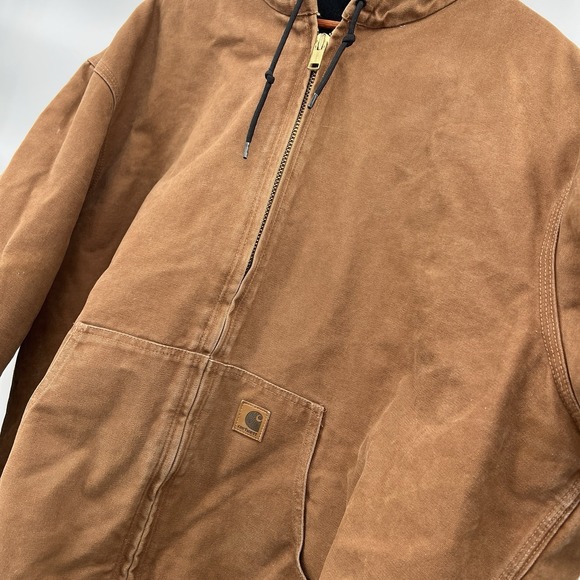 Carhartt J130 Brown Hooded Jacket Work Coat Size 2XL Tall - Picture 5 of 16